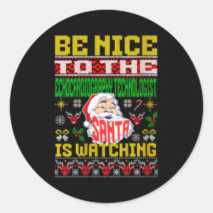Womens Echocardiography Tech Christmas Ugly Sweate Classic Round Sticker