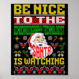 Womens Echocardiography Tech Christmas Ugly Sweate Poster