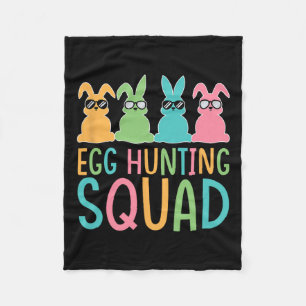 Womens Egg Hunting Squad Crew Family Happy Easter Fleece Blanket