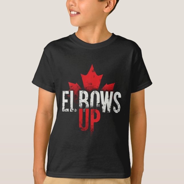 Womens Elbows Up Fans Maple Leaf V-neck  T-Shirt (Front)