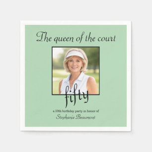 Women's Elegant Photo Tennis 50th Birthday Party Napkin