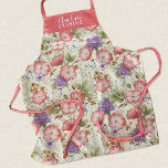 Womens Elegant Stylish Pink Floral Pattern Apron<br><div class="desc">A pretty vintage floral pattern personalised with your name decorates this kitchen apron. Personalise it for a gift. Change the words to match your gifting occasion. Great gift for Mother's Day,  friends,  Christmas gifts or just because. Designed for you by Blackberry Boulevard.</div>