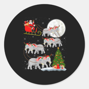 Womens Elephant Santa Sleigh Flying Funny Magical Classic Round Sticker