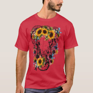 Womens Elephant Sunflower Head Bandanna Graphics P T-Shirt