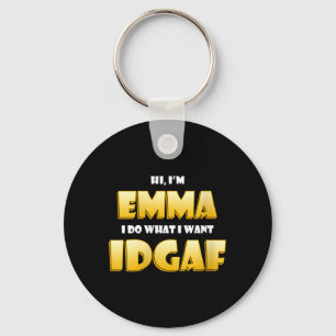 Womens Emma Joke IDGAF Meme Funny Halloween Girl Key Ring