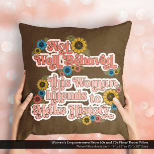 Women's Empowerment Retro 60s and 70s Floral Cushion
