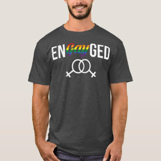 Womens EnGAYged LGBT Lesbian Wedding Bride  T-Shirt