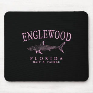 Womens Englewood Florida Shark Retro Pink Art Mouse Pad