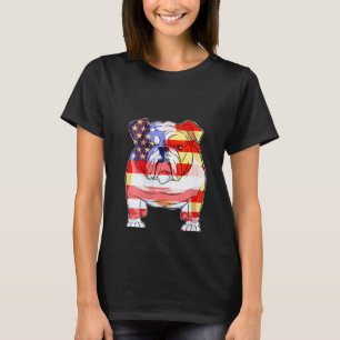 Womens English Bulldog Merica 4th Of July American T-Shirt