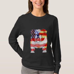 Womens English Bulldog Merica 4th Of July American T-Shirt