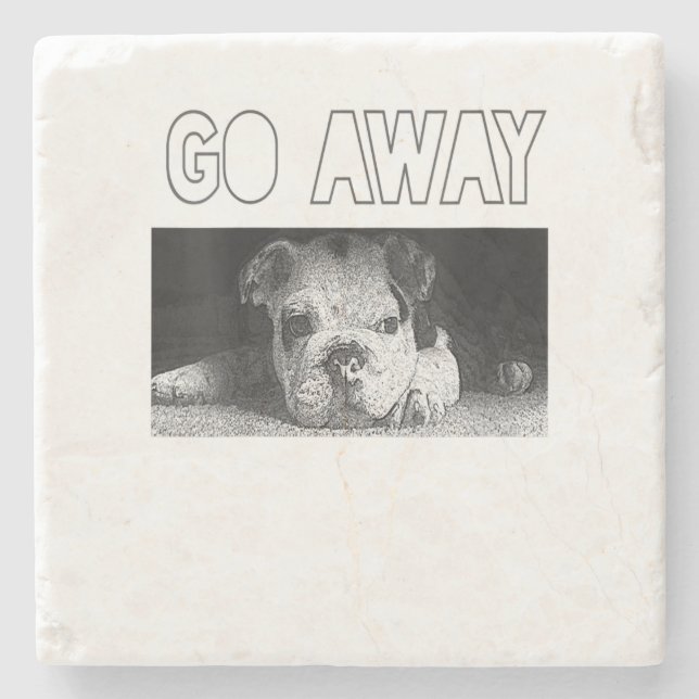 Womens English Bulldog Puppy Social Distancing Stone Coaster (Front)