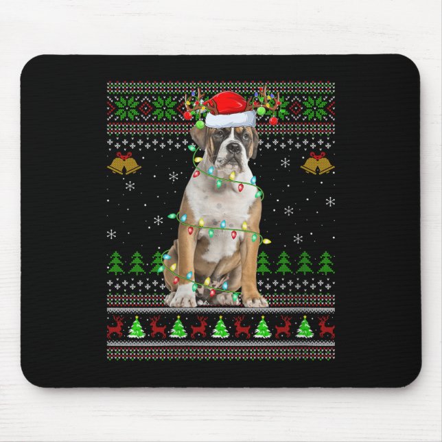 Womens English Bulldog Ugly Christmas Sweaters Hol Mouse Pad (Front)