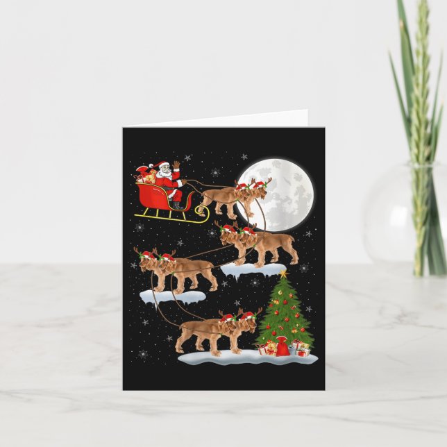 Womens English Er Spaniel Dog Santa Sleigh Flying  Card (Front)