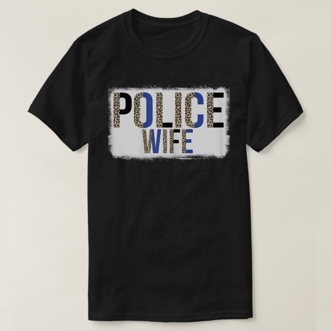 Womens Enmr Leopard Police Wife Life Thin Blue Fla T-Shirt (Design Front)
