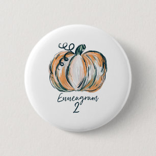 Womens Enneagram 2 Watercolor Pumpkin Fall Thanksg 6 Cm Round Badge