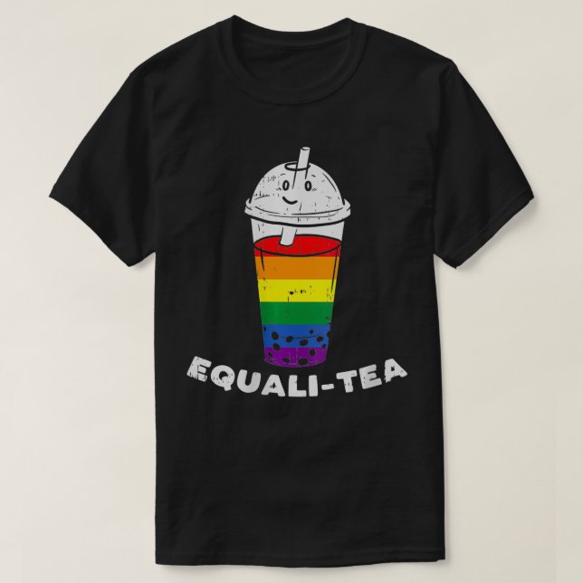 Womens Equalitea Rainbow Boba Bubble Milk Tea Gay  T-Shirt (Design Front)