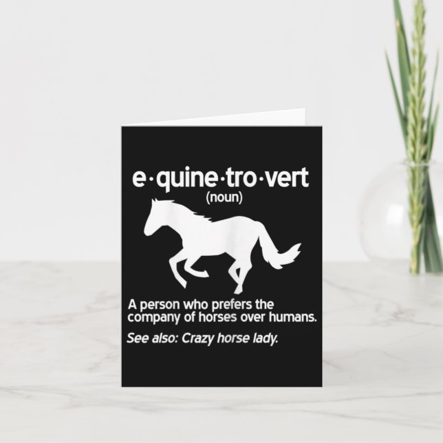 Womens Equinetrovert Definition Equine Horse Lady  Card (Front)