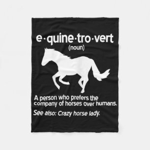Womens Equinetrovert Definition Equine Horse Lady Fleece Blanket