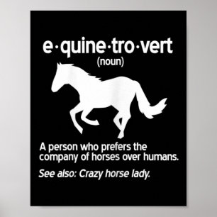 Womens Equinetrovert Definition Equine Horse Lady Poster