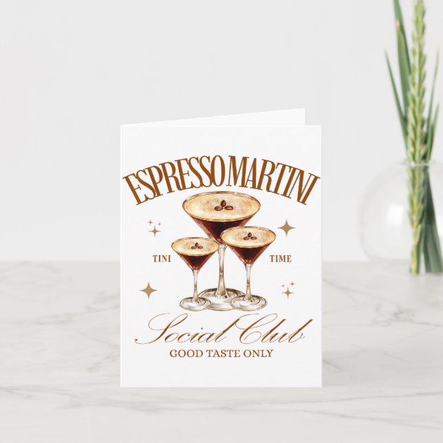 Womens Espresso Martini Social Club Drinking Tail  Card (Front)