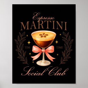 Womens Espresso Martini Social Club Drinking Tail Poster