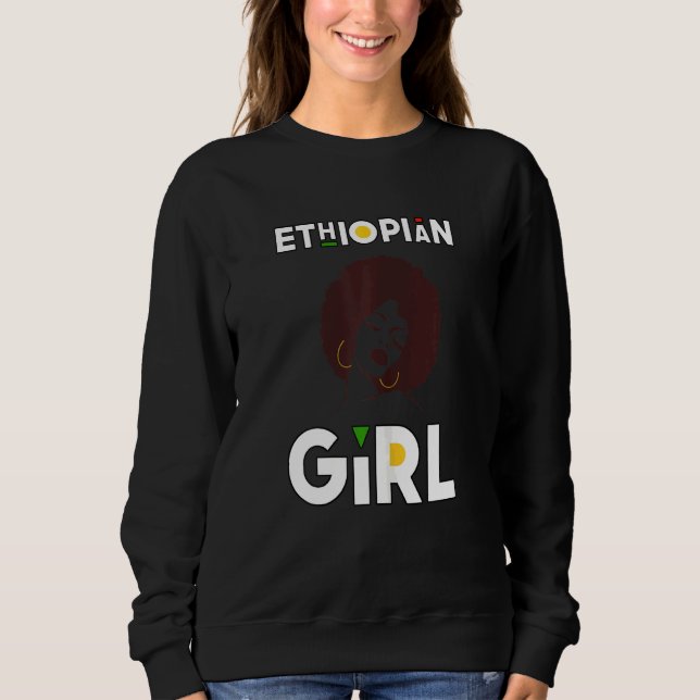 Womens Ethiopian Girl   Ethiopian Diva African Pri Sweatshirt (Front)