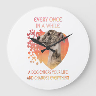 Womens Every Once In A While A Dog Enters Large Clock