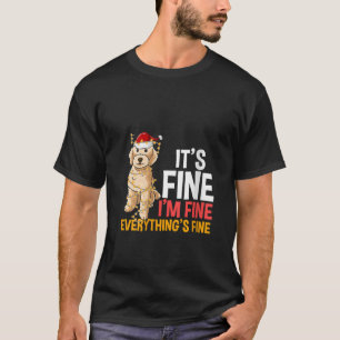 Womens Everything Is Fine Goldendoodle Christmas L T-Shirt