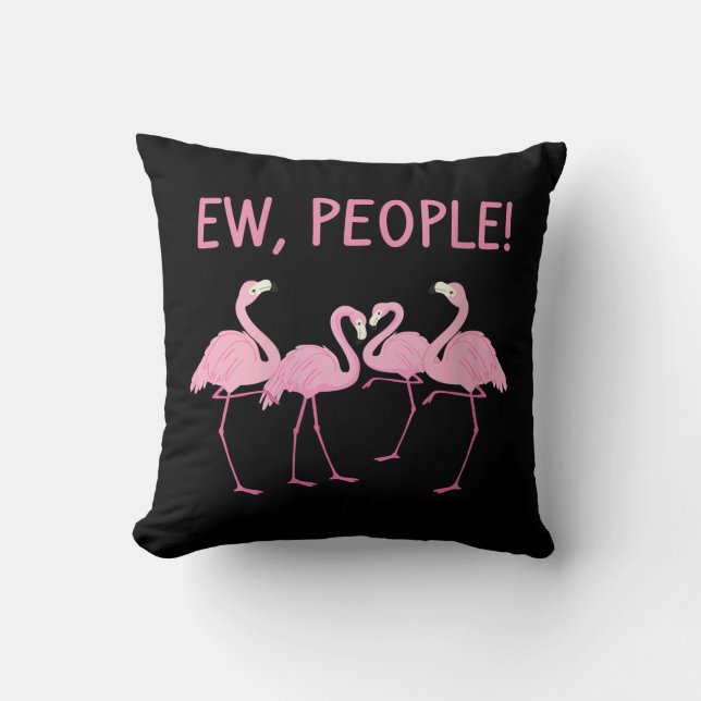 Womens Ew People Funny Flamingo Social Distancing Cushion (Front)