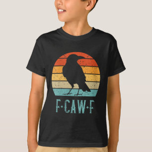 Womens F-caw-f Black Crow Black Bird Retro Sunset T-Shirt