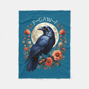 Womens F-caw-f Crow Funny Raven Moon Adult Humor N Fleece Blanket