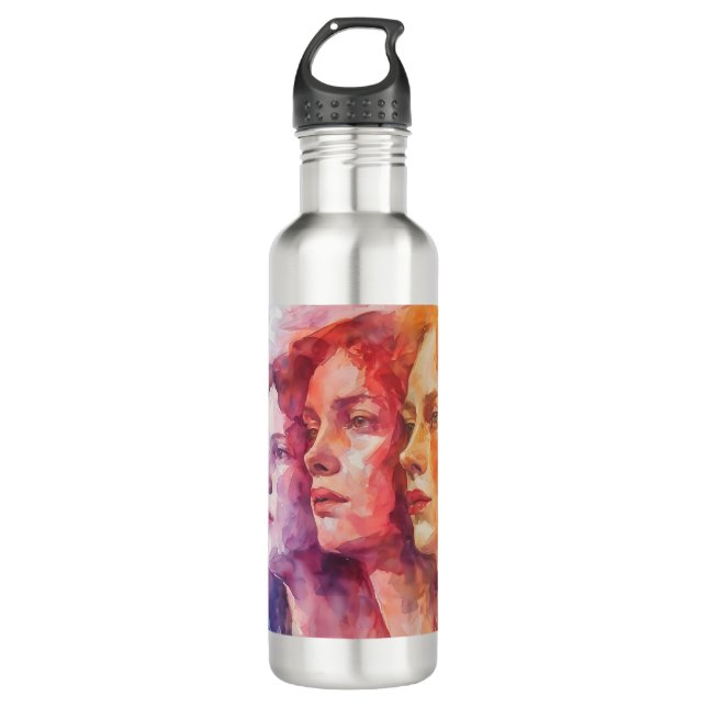 Women's Faces - Watercolor Painting 710 Ml Water Bottle (Front)
