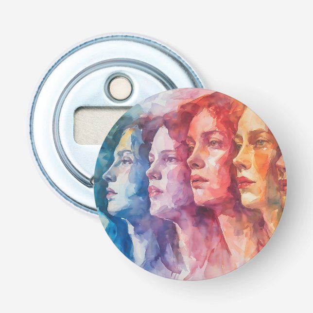 Women's Faces - Watercolor Painting Bottle Opener (Front)