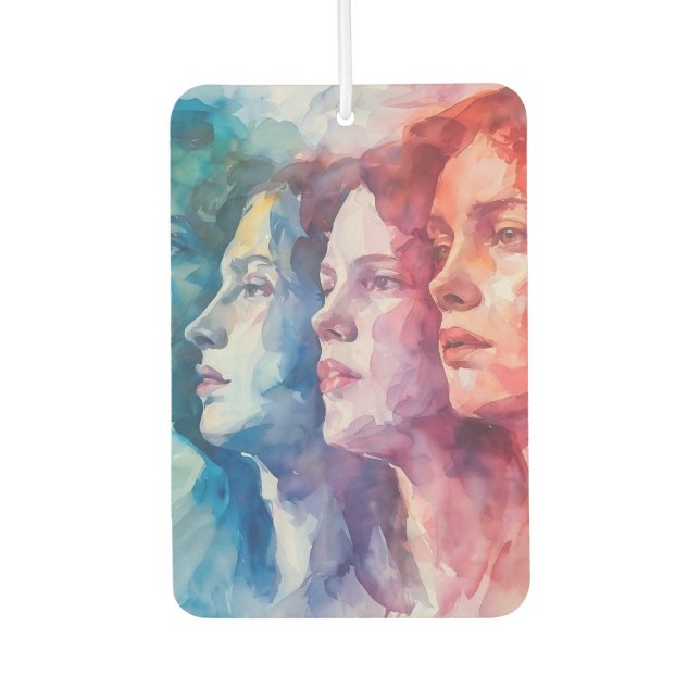 Women's Faces - Watercolor Painting Car Air Freshener (Front)