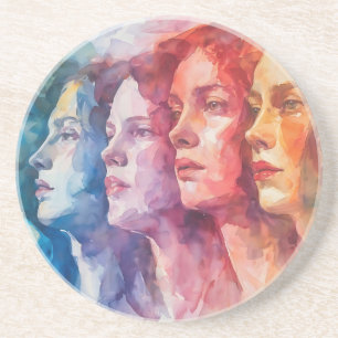 Women's Faces - Watercolor Painting Coaster