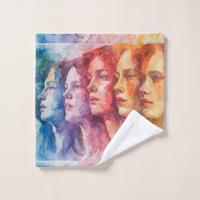 Women's Faces - Watercolor Painting Wash Cloth (Wash Cloth)