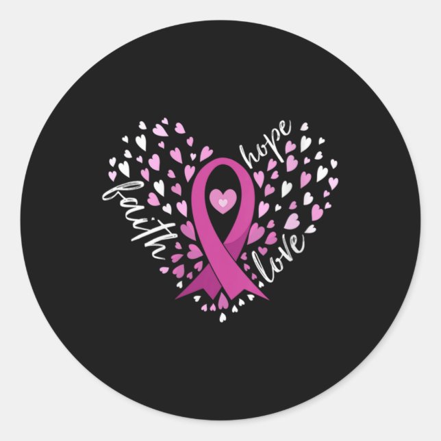 Womens Faith Hope Love Breast Cancer Awareness N  Classic Round Sticker (Front)