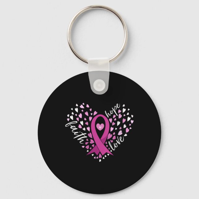 Womens Faith Hope Love Breast Cancer Awareness N  Key Ring (Front)