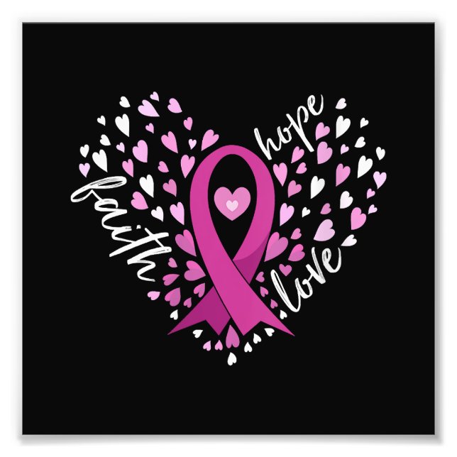 Womens Faith Hope Love Breast Cancer Awareness Pin Photo Print (Front)