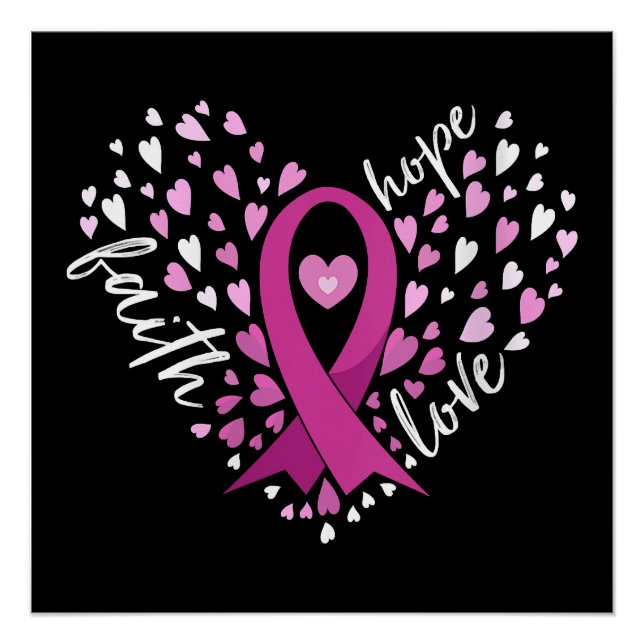 Womens Faith Hope Love Breast Cancer Awareness Pin Poster (Front)