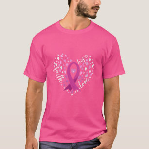 Womens Faith Hope Love Breast Cancer Awareness Pin T-Shirt