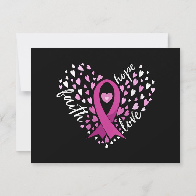 Womens Faith Hope Love Breast Cancer Awareness Pin Thank You Card (Front)