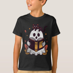 Womens Fall Autumn Book Ghost Reading Halloween T-Shirt