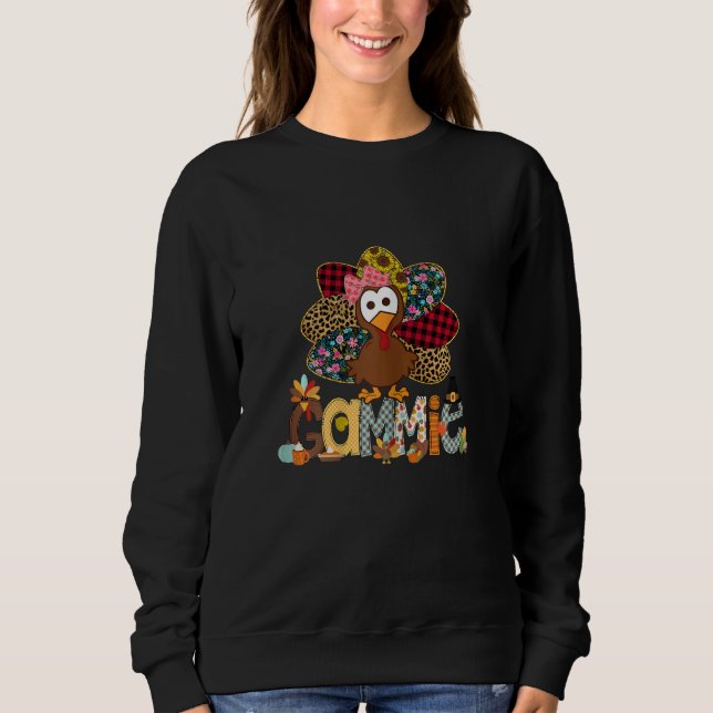 Womens Fall Turkey Gammie    Thanksgiving Doodle G Sweatshirt (Front)