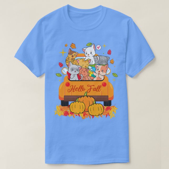 Womens Fall Women Men Cute Truck Cats Autumn Cat L T-Shirt (Design Front)