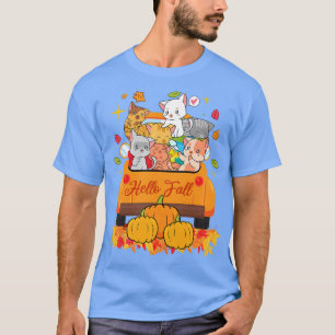 Womens Fall Women Men Cute Truck Cats Autumn Cat L T-Shirt