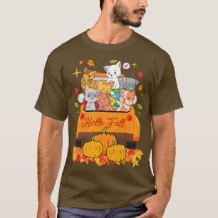 Womens Fall Women Men Cute Truck Cats Autumn Cat L T-Shirt