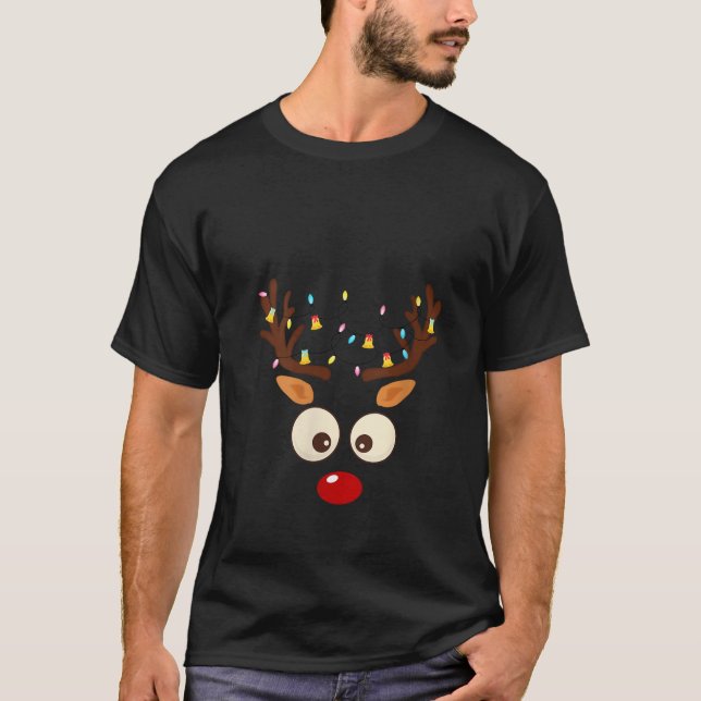 Womens Family Festive Reindeer Faces Matching Chri T-Shirt (Front)