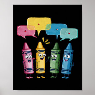 Womens Fashionable Crayon Mood Colour Crayons Teac Poster