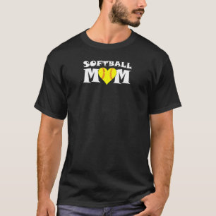 Womens Fastpitch Softball Team Mum Cute Heart Shap T-Shirt